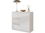 Furnica - Mikel - Cassettiera / Credenza Con 3 Cassetti E 1 Anta - Bianco Opaco / Bianco Lucido H75Cm L80Cm P35Cm