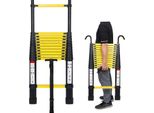 Jopassy Scala Telescopica Scala Di Prolunga Scala Pieghevole Scala A Gradini Stabile In Alluminio 3,8M Nero+Giallo Con Ganci