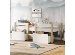 Letto Per Bambini Sweiko 90X200Cm A Soppalco Con 2 Cassetti Letto In Legno Massiccio Con Rete A Doghe E Protezione Anticaduta Pino Bianco
