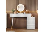 Fortuna Lai Toeletta Con Specchio Led E Illuminazione - Set Da Toeletta Bianco Per Camera Da Letto Con 5 Ampi Cassetti - Dimensioni: L100/H127/P40 Cm (Senza Sgabello)