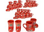 36X Tazza In Ceramica Calibrata Da 200 Ml Per Vin Brulè Rosso Con Motivo Natalizio