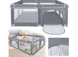 Yuenfong Box Barriera Per Bambini, Box Di Sicurezza Per Bambini, Cancelletto Di Sicurezza Con Base Antiscivolo Rete Traspirante, Grigio Scuro, 180X200X68Cm