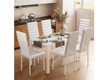 Set Da Pranzo Bealife, Tavolo E 6 Sedie, Pelle Finta, Piano In Vetro (130X70 Cm)