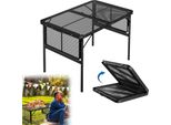 Sessamen-Lp Tavolo Da Campeggio Pieghevole 90×60 Cm Tavolo Da Barbecue Tavolino Da Campeggio Piano Griglia In Metallo Tavolo Da Giardino Tavolo Da Campeggio Regolabile In Altezza Outdoor