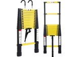 Jayseuw Scala Telescopica In Alluminio Leggera Antiscivolo 3,8M Nero + Ganci Scala Multifunzionale Scala Multiuso Scala Allungabile 15 Gradini Scala A Gradini In Alluminio Di Alta Qualità Portata 150KG