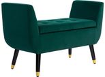 Homcom Panca Panca Imbottita Con Vano Portaoggetti Braccioli Panca Per Il Petto Legno Di Gomma Vellutato In Poliestere Verde 107 X 42 X 65 Cm