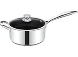 Cheffinger, Pentola 24 Cm Con Rivestimento Antiaderente A Nido D'ape E Coperchio In Vetro, Argento