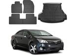 Set Di Tappetini E Fodere Per Il Bagagliaio Per Toyota Avensis 2008-2018 In Gomma Nera 5X