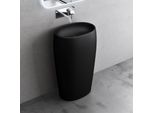Doporro Lavabo A Colonna Per Bagno Lavabo Freestanding Da Terra Lavandino Monoblocco A Pavimento In Marmo Resina 53,5X36X88 Cm Nero, Lavabo Autoportante Senza Foro Rubinetto Colossum32