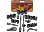 Set Di Chiavi A Impulsi 3/4" A 12 Punte 17-65 Mm Valigetta Da 26 Pezzi"