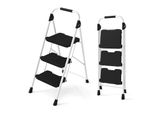 Costway Scaletta 3 Gradini, Scaletta Pieghevole Con Corrimano Imbottito E Ampi Gradini Antiscivolo, Scaletta Pieghevole Fino A 360 Kg Nero