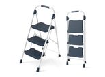 Scaletta Costway 3 Gradini, Scaletta Pieghevole Con Corrimano Imbottito E Ampi Gradini Antiscivolo, Scaletta Pieghevole Fino A 360 Kg Blu
