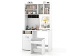 Set Di Tavolini Da Toilette Costway Con Specchio Led E Sgabello, Tavolino Da Toilette Con Prese Di Corrente, 3 Ante, Cassetto E Portagioie, Tavolino Cosmetico 100X50X170Cm