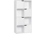Scaffale A Cubi - Libreria Indipendente - 8 Ripiani - 4 Ante - 60 X 120 X 30 Cm - Mdf E1 Con Melamina - Portata Totale 50 Kg - Bianco