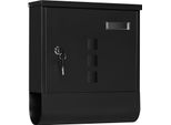 Cassetta Postale - Montaggio A Parete Per Esterni - Chiudibile A Chiave - Acciaio Legato - Targhetta Portanome - Finestra Trasparente - 30,5×33,5×10 Cm - Nero