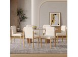 Set Di 6 Sedie Da Pranzo Fliek, Sedie Da Cucina Sedie Imbottite Con Seduta Imbottita, Sedia Da Salotto Con Rivestimento Sherpa, Beige