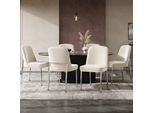 Set Di 6 Sedie Da Pranzo Fliek, Sedie Da Cucina Con Cuscini Di Seduta Imbottiti, Sedie Imbottite Con Gambe In Metallo, Sedia Da Salotto In Velluto, 53X42,5X82 Cm, Beige
