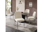 Set Di 4 Sedie Da Pranzo Fliek, Sedie Da Cucina Con Cuscini Di Seduta Rinforzati, Sedie Imbottite Con Gambe In Metallo, Sedia Da Salotto In Velluto, 53X42,5X82 Cm, Beige