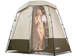 Vevor Tenda Doccia Con 2 Stanze, Tenda Wc (250X122X218 Cm) Con Protezione Visiva, Tenda Spogliatoio Incl. Picchetti, Corde, Borsa Per Il Trasporto E Barra Trasversale, In Tessuto Oxford 150D Per Campeggio, Spiaggia, Pesca, Color Cachi