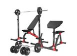 Marbo Sport Set MH9_121KG_KIER_G | Panca Pesi Regolabile + Rack Pesi + Panca Scott + Barra Gommata E Piastre Pesi Set 83 Kg