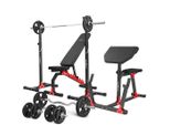 Marbo Sport Set MH9_121KG_KIER | Panca Pesi Regolabile + Rack Pesi Regolabile In Altezza + Panca Scott + Set Barre Pesi/Piastre Pesi 83 Kg