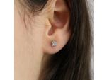 New Bling 9NB-0447 Orecchino A Forma Di Chaton In Argento Con Zirconi - Argento - Zirconi - 4Mm - Rotondo - Color Argento