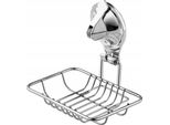 Portasapone Kadax "Vieux"", Cestino Per Sapone In Acciaio Inox Con Ventosa, Portasapone Per Doccia, Argento, 12,5 Cm"