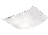 Plafoniera Michela Piccola 32X21Cm Bianco Lucido 2XE27, Vetro Curvo Con Base Cromata, IP20, Max 2X42W, Lampada Da Soffitto Elegante