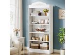Tribesigns 180 Cm Libreria Curva, Libreria Moderna Con 5 Ripiani, Libreria Autoportante, Ampio Contenitore In Legno Per Camera Da Letto, Bianco