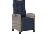 Vidaxl Poltrona Da Giardino Con Poggiapiedi Regolabile In Poly Rattan Grigio