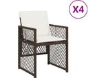 Vidaxl Sedie Da Giardino Con Cuscini 4 Pz. Poli Rattan Marrone