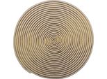Clayre & Eef Tovaglietta In Legno Ø 51X1 Cm Bianco Giallo Juta Cerchio