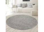 Tappeto In Vaporoso Shaggy Grigio - 120 Cm Rotondo