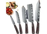 Set Di Coltelli Da Cucina, Lame Ultra Affilate, Manici Ergonomici In Legno, Bianco
