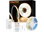 Pautix Cob Led-Strip 2700 K Bianco Caldo 5 M, Dimmerabile 24 V 2400 Led Set Di Luci Funzione Timer Alimentazione Con Telecomando Rf, CRI93+ Luce Di Fondo Brillante