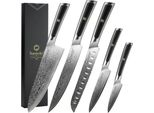 Coltello Da Chef Damasco, Acciaio Ad Alto Tenore Di Carbonio, Manico Ergonomico, Set Di Coltelli Da 5 Pz
