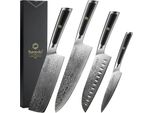 Coltello Da Chef Damasco, Acciaio Ad Alto Tenore Di Carbonio, Manico Ergonomico, Set Di 4 Coltelli A
