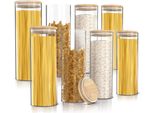 Arendo Barattoli Per La Conservazione, Set Di Barattoli In Vetro 8X 2,2 Litri In Vetro Borosilicato Con Coperchio In Bambù, Ermetici, Set Di 8, Resistenti Al Calore, Ecologici, Durevoli, Adatti Al Microonde