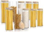 Arendo Barattoli Per La Conservazione, Set Di Barattoli In Vetro 10X 2,2 Litri In Vetro Borosilicato Con Coperchio In Bambù, Ermetici, Set Di 10, Resistenti Al Calore, Ecologici, Durevoli, Adatti Al Microonde