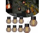 Hqynss Solar Hanging Lights Outdoor 8 Pack Flickering Flame Garden IP65 Waterproof Gardens Paths Backyards Balconies