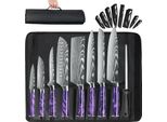 Set Di Coltelli Da 10 Pezzi, Acciaio Inox, Manico Ergonomico, Ecologico, Lila
