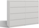 Cassettiera Moderna Con 8 Cassetti - Malwa M8 120 | Colore: Bianco | Dimensioni: 120X40X97 Cm