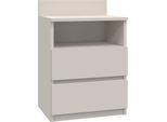 Moderno Comodino Malwa M1 Con 2 Cassetti – Design Minimalista | Colore: Cashmere | Dimensioni: 40X32X59 Cm