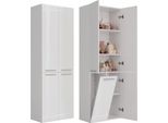Mobile Da Bagno Nel Dd 1K – Mobile Alto Stretto Con Cestello E 5 Ripiani | Bianco Opaco | 60X30X174 Cm