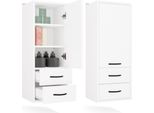 Mobile Da Bagno Pensile Con Cassetti E Anta – Nina W1D2S | Bianco Opaco | 35X90X30 Cm