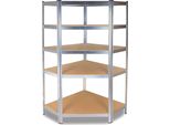 Scaffale Angolare A 5 Ripiani – Scaffale Stabile 180X90X30 Cm | Colore: Metallizzato | Dimensioni: 180X90X30
