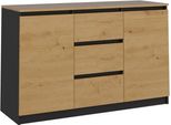 Moderna Cassettiera 2D3S Con 2 Ante E 3 Cassetti – Armadio Contenitore | Colore: Antracite / Rovere Artigianale