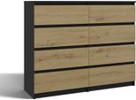 Moderna Cassettiera Grande Con 8 Cassetti – Malwa M8 120 | Colore: Antracite / Rovere Artigianale