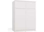 Comò Moderno Con 2 Ante E 2 Cassetti – Design Senza Maniglie | Colore: Bianco Opaco | Dimensioni: 70X39,5X97 Cm