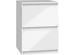 Moderno Comodino Malwa M2 Con 2 Cassetti – Bianco Opaco E Lucido | Colore: Bianco | Dimensioni: 30X30X40 Cm